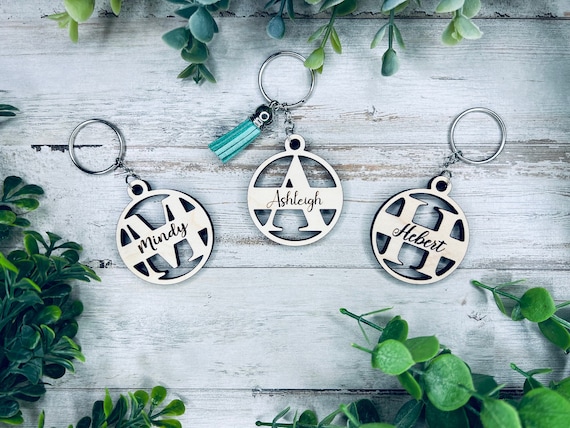 Split Monogram Keychain Bundle SVG File, Keychain Gift Download, Laser Keychain File SVG, Glowforge Laser SVG Download,Personalized Keychain
