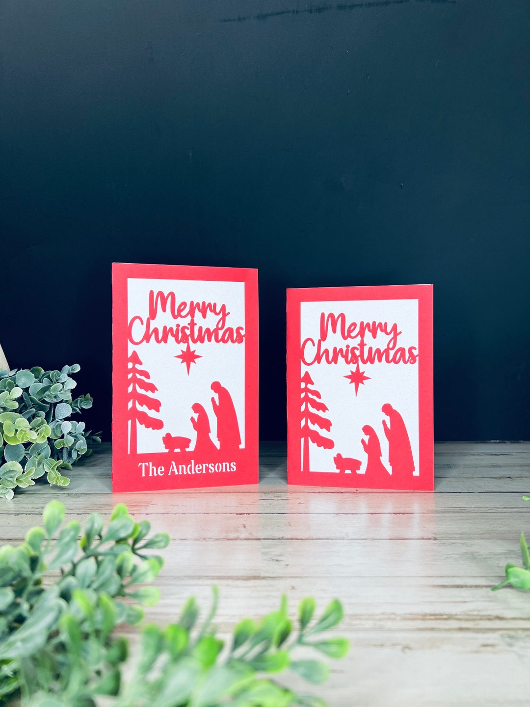 Personalized Christmas Card SVG Bundle File, Merry Christmas Nativity