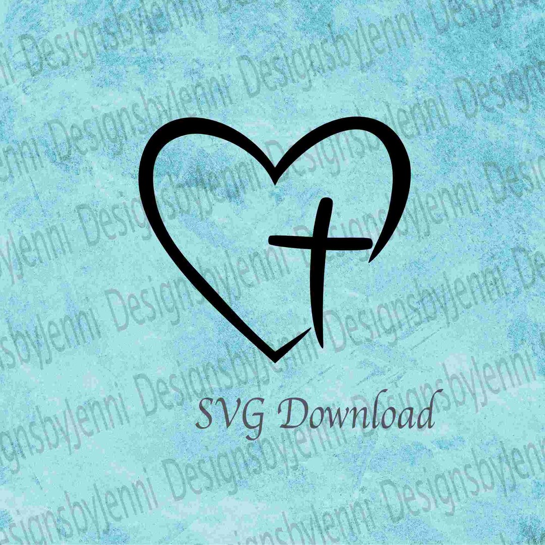 Jesus Heart Cross SVG File, Religious SVG, Instant Download Christian