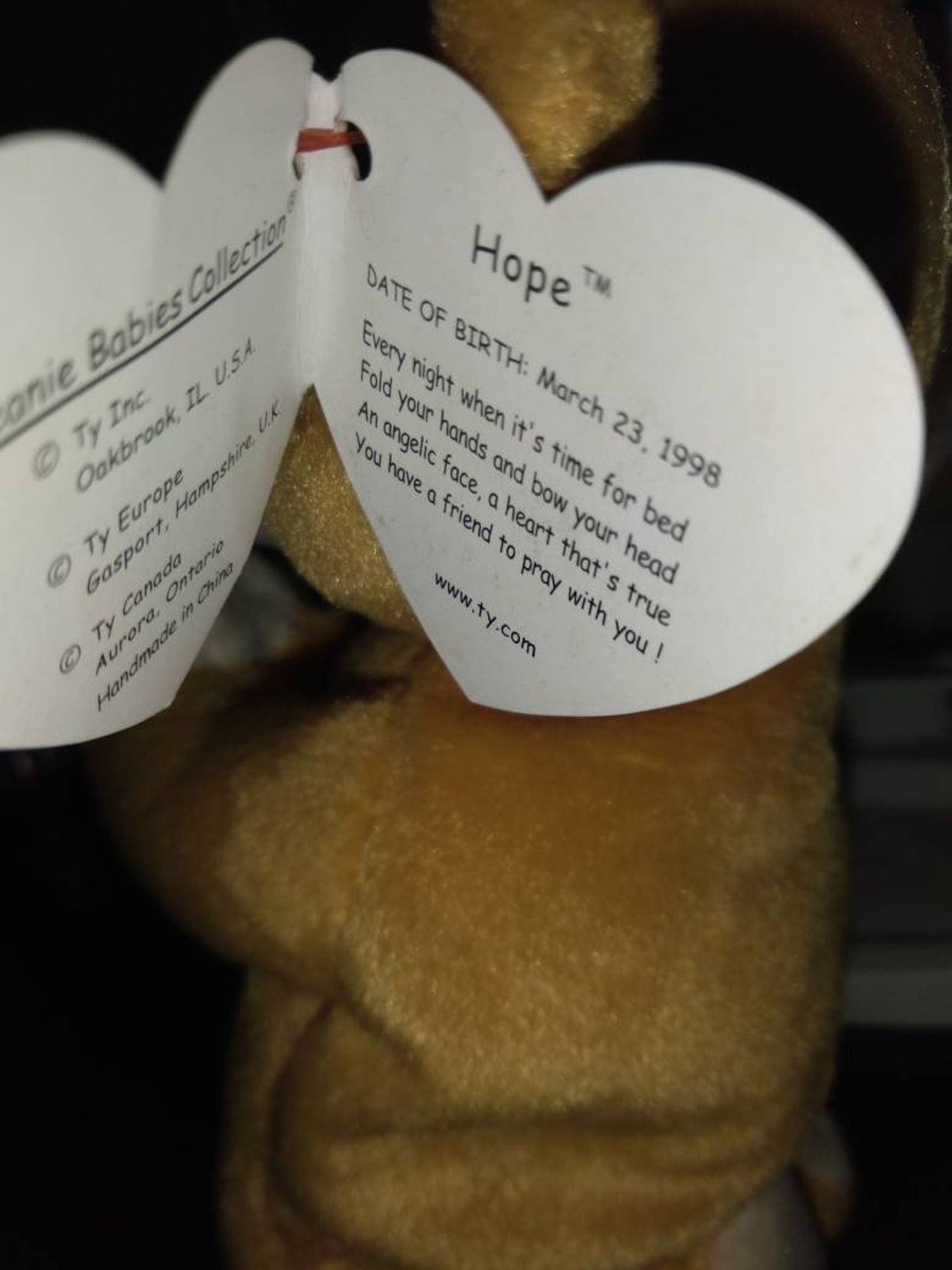 TY Beanie Baby Hope rare errors Mint condition tag Etsy