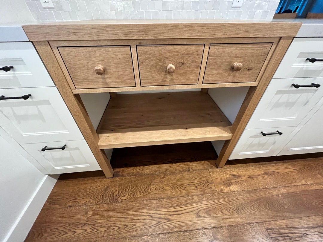 Counter-height White Oak Table / Rustic Kitchen Island / - Etsy