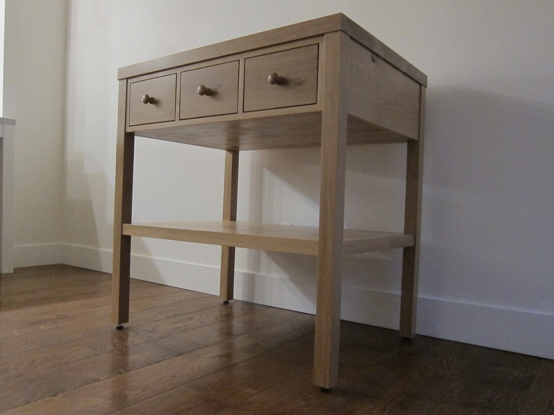 Counter-height White Oak Table / Rustic Kitchen Island / - Etsy