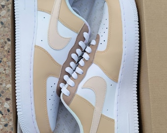 Hand-Painted Beige Tan Brown Custom Nike Air Force 1 - Open Commissions