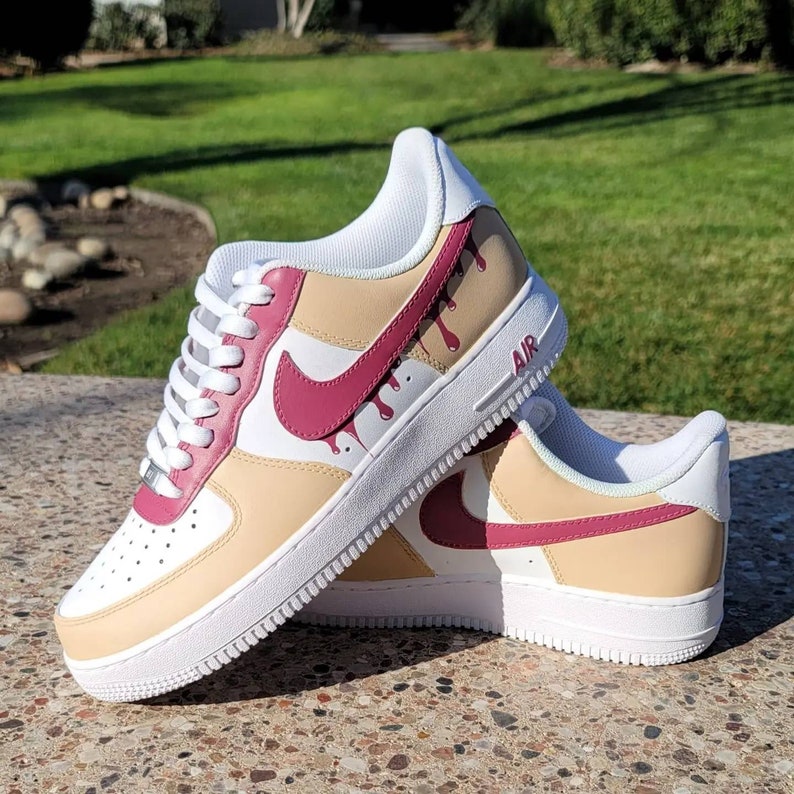 Custom Drip Swoosh Nike Air Force 1s Custom Drip Air Forces Etsy