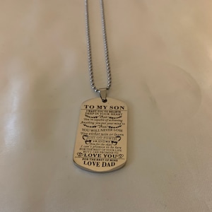 Necklace Chain Engraved from Dad to Son