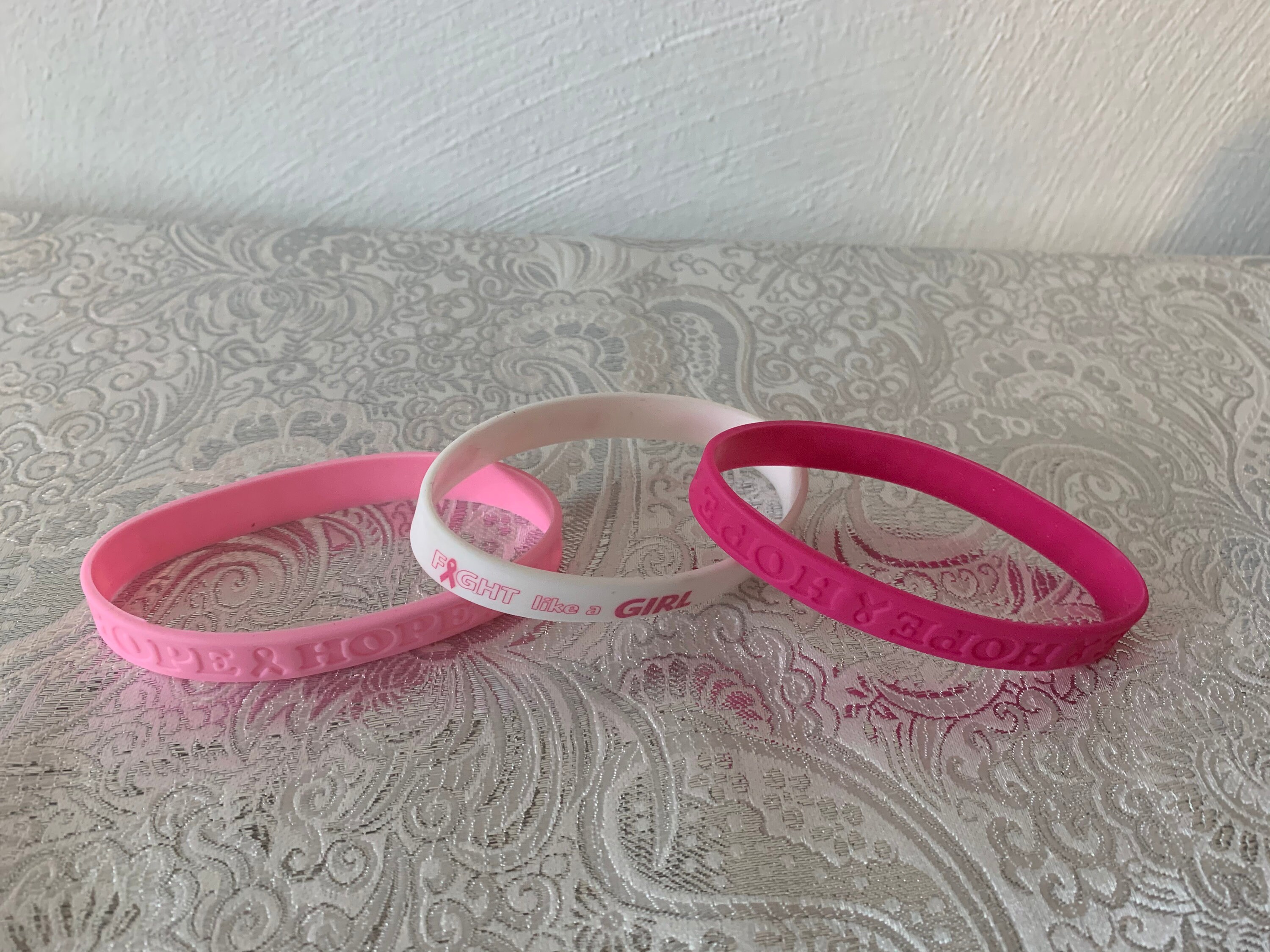 Breast Cancer Awareness 3 Rubber Bracelets Etsy