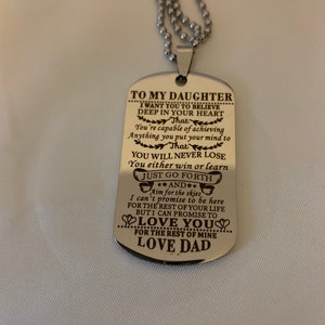 Necklace Chain Engraved from Dad to Daughter