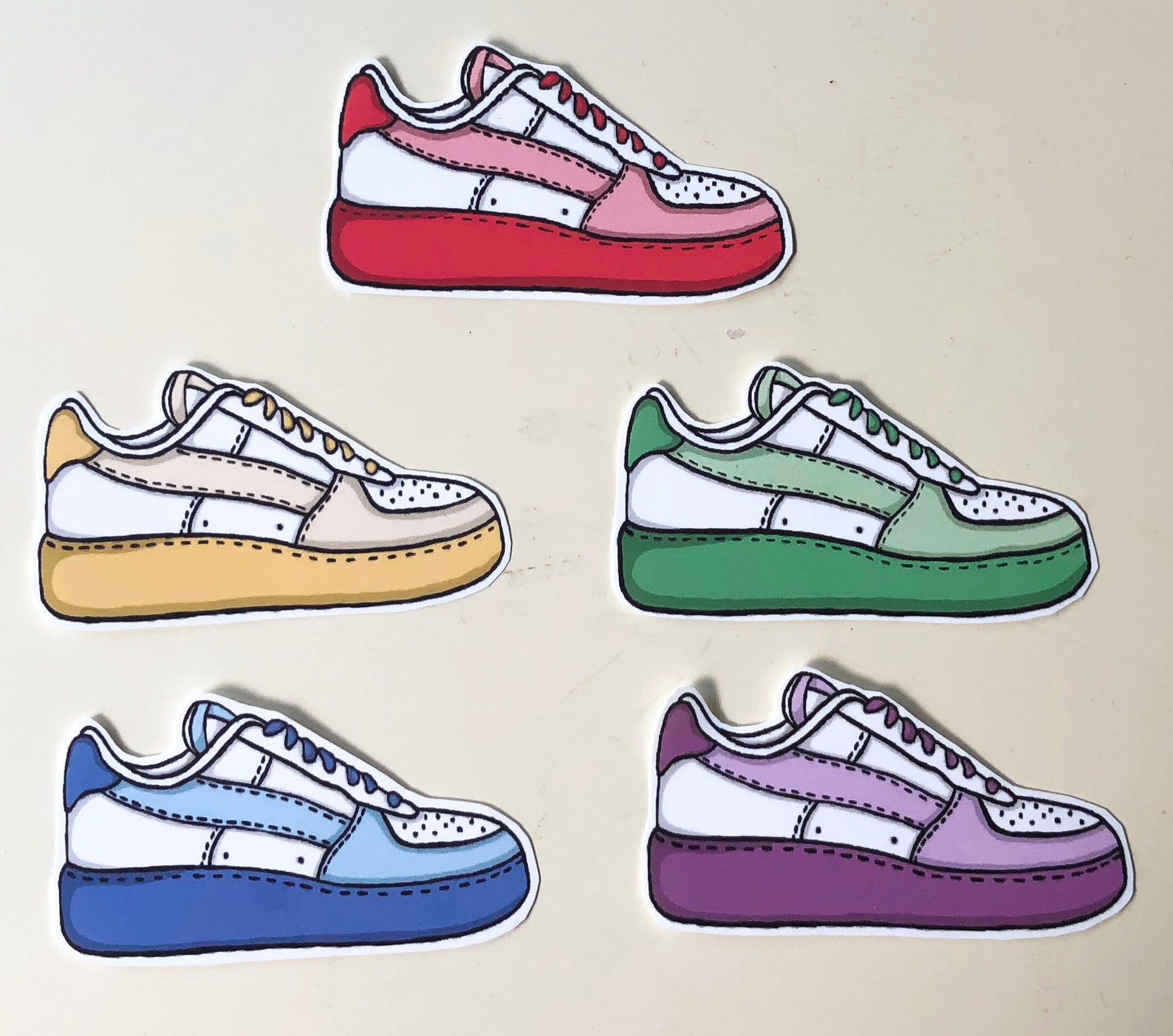 Illustrated Shoe Stickers Various Colours Vinyl Stickers Etsy UK