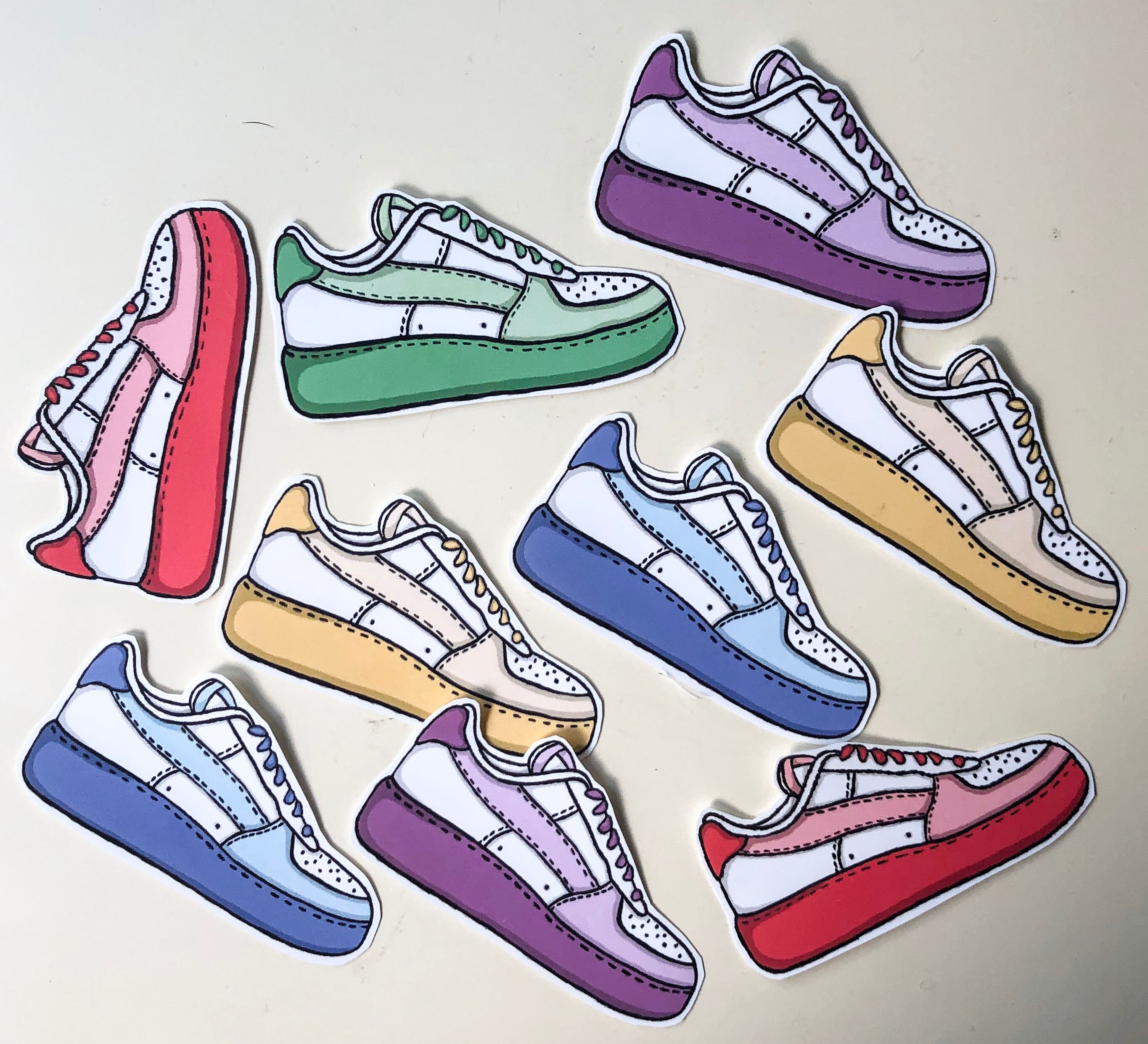 Illustrated Shoe Stickers Various Colours Vinyl Stickers Etsy UK