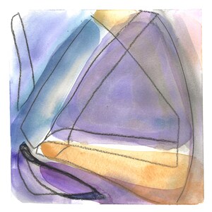 Three Hour Tour (version B) is an original watercolor painting, a contemporary abstract perfect for a nautical gift for him or her.