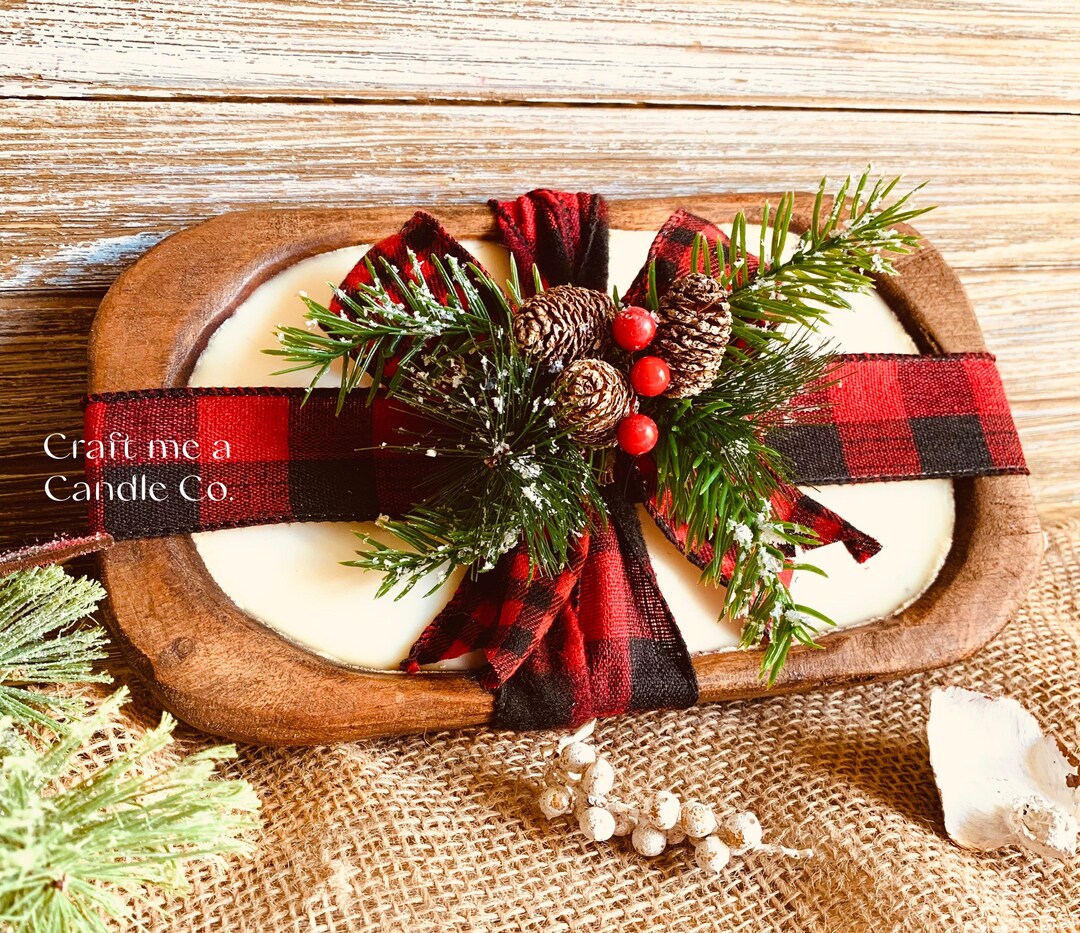 Christmas Wood Dough Bowl Candle Soy Wax Wood Dough Bowl Candle Etsy