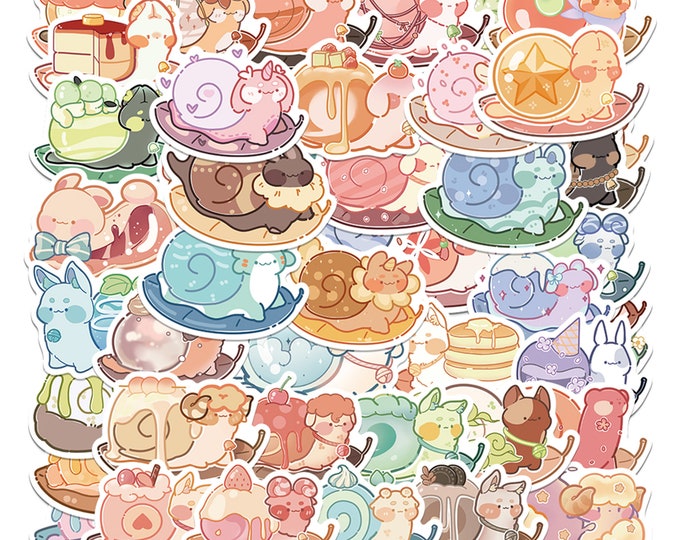 Cute Snail Stickers Pack Snail Stickers Kawaii Snail Etsy