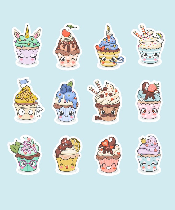 Cute Cupcake Stickers Set Pack 1