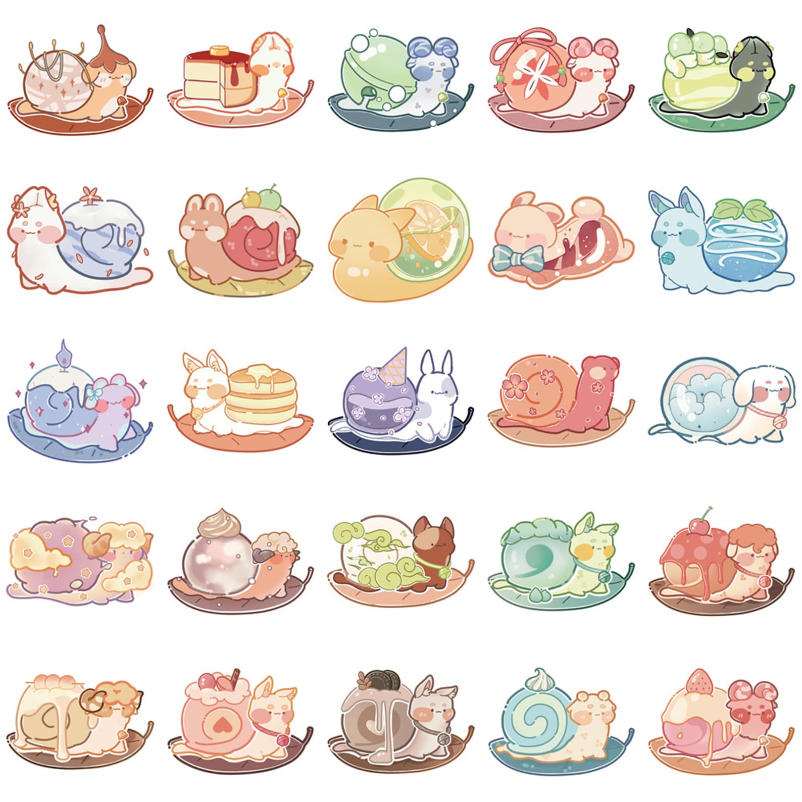 Cute Snail Stickers Pack Snail Stickers Kawaii Snail Etsy