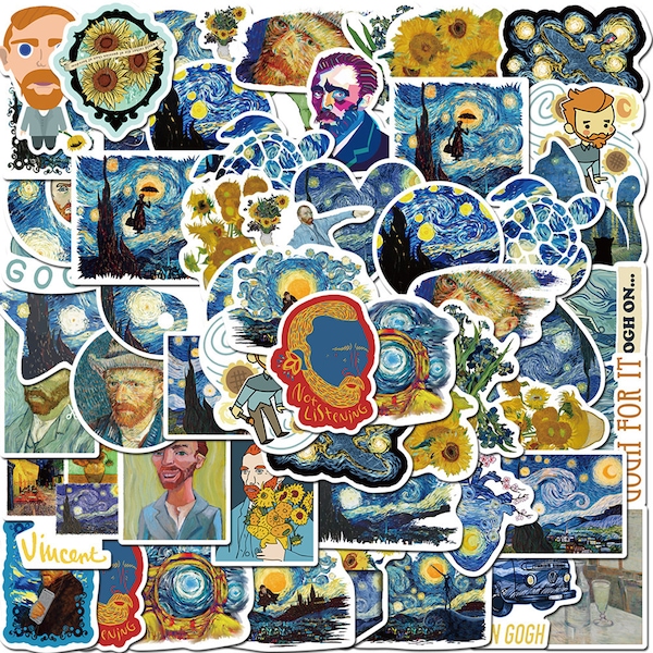 Van Gogh Artworks Stickers Pack | Van Gogh Stickers | Van Gogh's Painting Stickers | Vinyl Stickers | Planner Stickers | Trendy Stickers