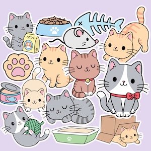 Pacote de adesivos de gato fofo com 15 peças | Etiqueta do gato de Kawaii de <br> Entrega Rápida? Conjunto de gato Stciker | Decalque de gato | adesivo de pacote | Adesivo de vinil | Adesivo fofo | Flocos de adesivos