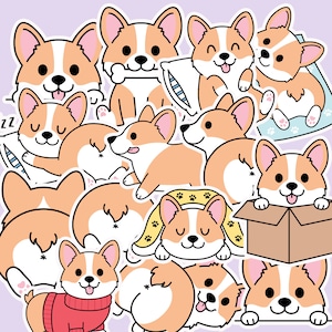 14 Stk. Süße Corgis Sticker | Hunde Sticker | corgis Sticker | Süße Sticker | Planer Sticker | Vinyl Sticker | Tier Sticker