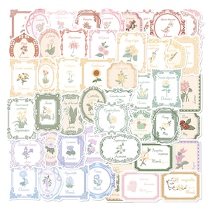 Vintage Flower Stamp Stickers Pack | Vintage Flower Stamp stickers | Stamp Sticker | Flowers Sticker | Laptop Decals | Waterproof sticker