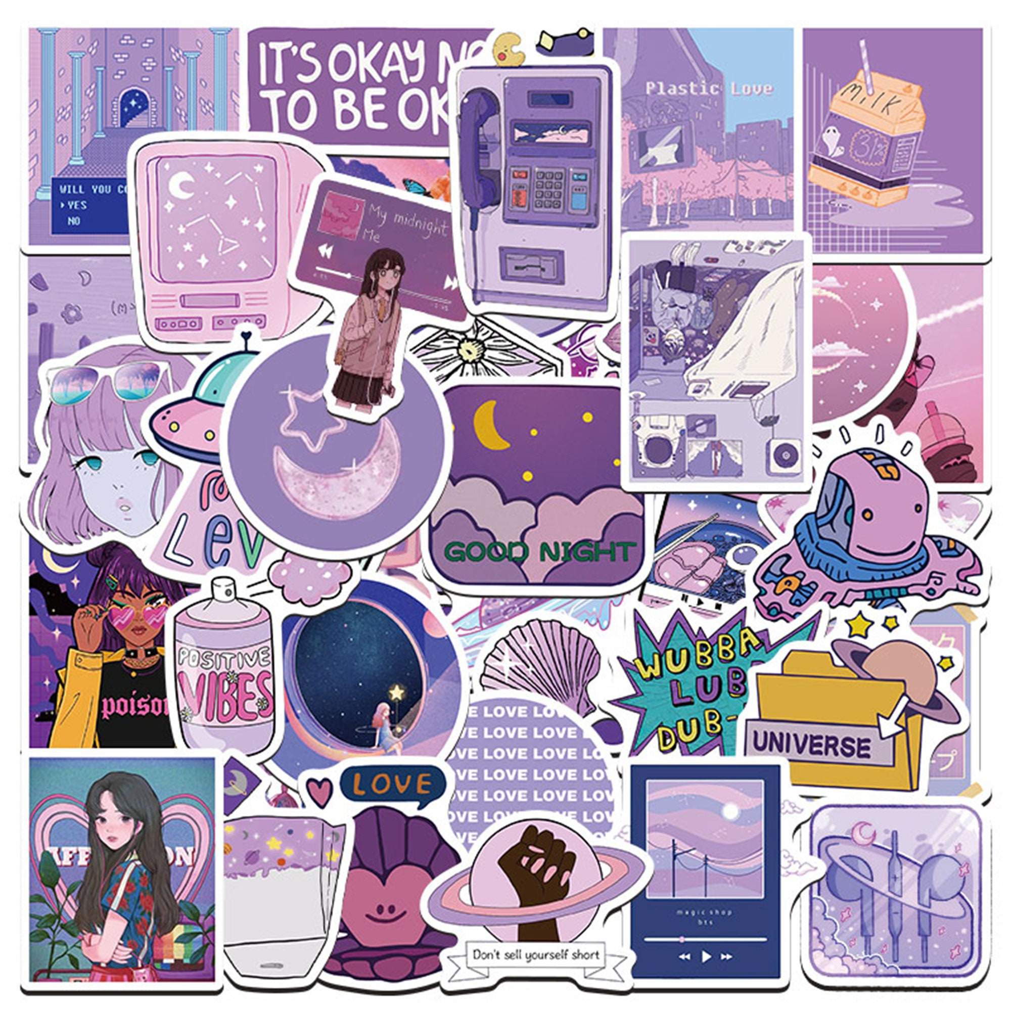 Violet Aesthetic Pastel Sticker Pack - Shop Online on roomtery