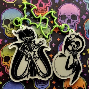 Fizzarolli and Asmodeus Glow in the dark Skeleton acrylic keychains Helluvaboss