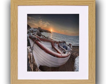 Oak Photo Frame With Mounts Wooden Effect Square Picture Frames With Various Colour Mounts - Quick Dispatch Free Fast Delivery - Made In UK
