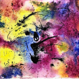 Original Abstract Art, Ink Painting, 8x10”, ‘Rainbow Eucalyptus’