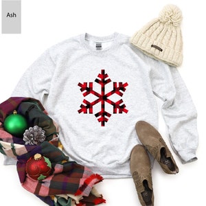 Snowflake Sweatshirt Buffalo Plaid 
