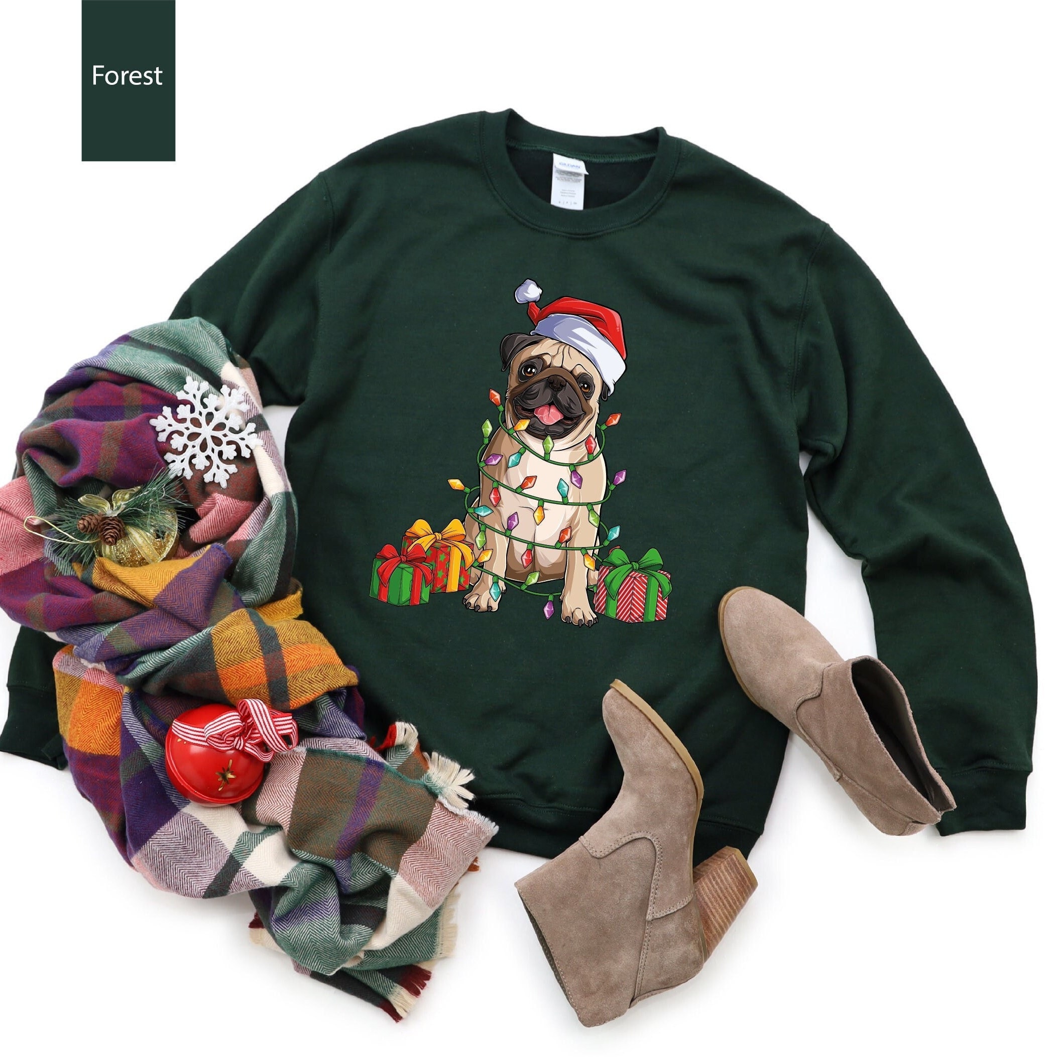 Discover Christmas Pug Sweatshirt