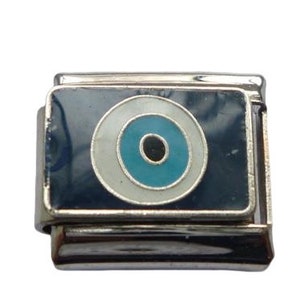 Silver Turkish Eye Luck 9mm Italian charm links fits all design classic bracelet