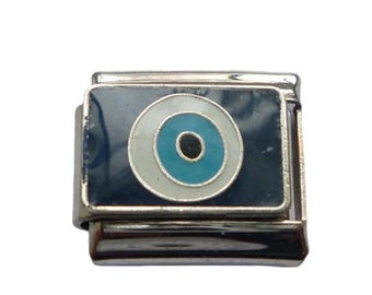 Silver Turkish Eye Luck 9mm Italian charm links fits all design classic bracelet