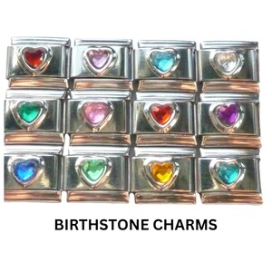 Birthstone Month 9mm Italian charm links fits all design classic bracelet