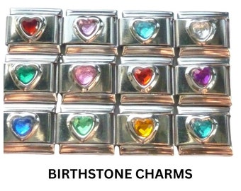 Birthstone Month 9mm Italian charm links fits all design classic bracelet