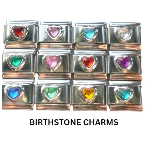 Birthstone Month 9mm Italian charm links fits all design classic bracelet