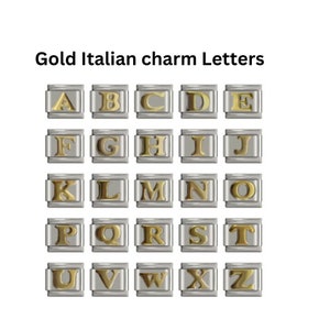 A to Z Gold Letter 9mm Italian charm links fits all design classic bracelet