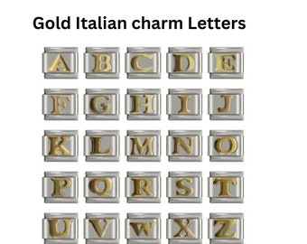 A to Z Gold Letter 9mm Italian charm links fits all design classic bracelet