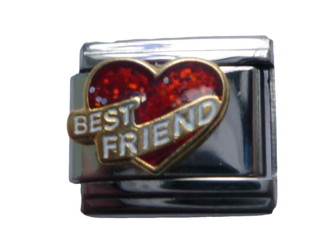 Best Friend Red Heart 9mm Stainless Steel Italian Charm Link Fits All ...