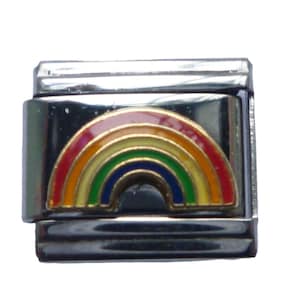 Rainbow 9mm Italian charm links fits all design classic bracelet F12