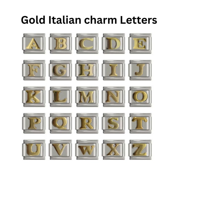 A to Z Gold Letter 9mm Italian charm links fits all design classic bracelet image 2