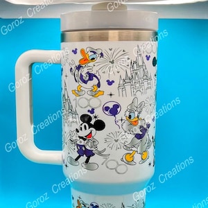 40oz Custom Tumbler Magic Theme Park Tumbler 100 Anniversary Tumbler Stanley Dup Cute Cartoon Tumbler Gift For Theme Park Lover