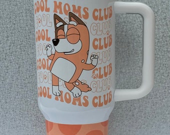 40oz Quencher Tumbler Blue Dog Mum Cartoon Cool Moms Club Tumbler Mum Tumbler Blue Heeler Stanley Dup Mother's Day Gift