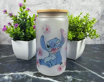 Alien Theme Park Glass Can, 16oz Cartoon Coffee Cup