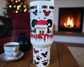 Christmas Cartoon Mouse 40oz Quencher Dupe Theme Park Cartoon Tumbler Magic Theme Park Cute Characters Christmas Gift For Theme Park Lover