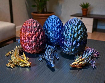 Mystery Dragon Egg Surprise with Articulating Dragon Fidget Toy Inside 3D Printed Blind Box Dragon Fantasy Collectible Gift