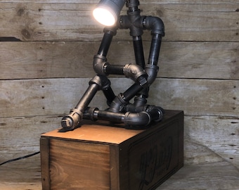 Industrial Pipe Thinking Man Lamp/"Tobias"