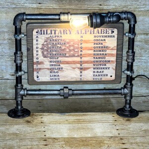 Industrial pipe desk lamp- military alphabet &quot;Maverick&quot;