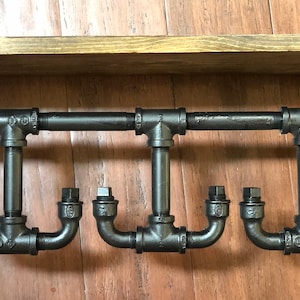 Industrial black pipe Anchor Hook Shelf