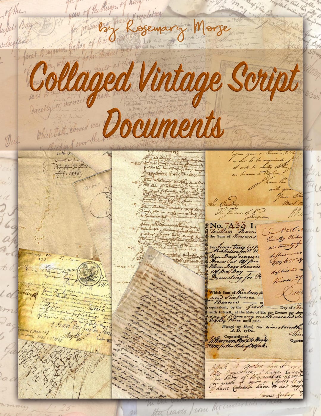 Script Collage Writing Vintage Script Collage, Ephemera, Junk Journal Pages (digital Download ...