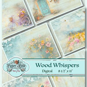 Wood Whispers: ジャンクジャーナル、タグ、エフェメラ、スクラップブック、メモ帳、アートプロジェクトの作成に使えるパステルオアシスのデジタル印刷可能ダウンロード