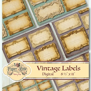 Etiqueta digital vintage para diários de sucata, itens efêmeros, artesanatos, etiquetas, planejadores e cartões-presente