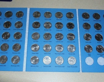 1999 - 2008 2009 - 50 State & 6 Territory Quarters Set Album Folder -  PD Mix Mint ~ Complete ~ 56 Uncirculated BU Shiny Coins Low Comb Ship
